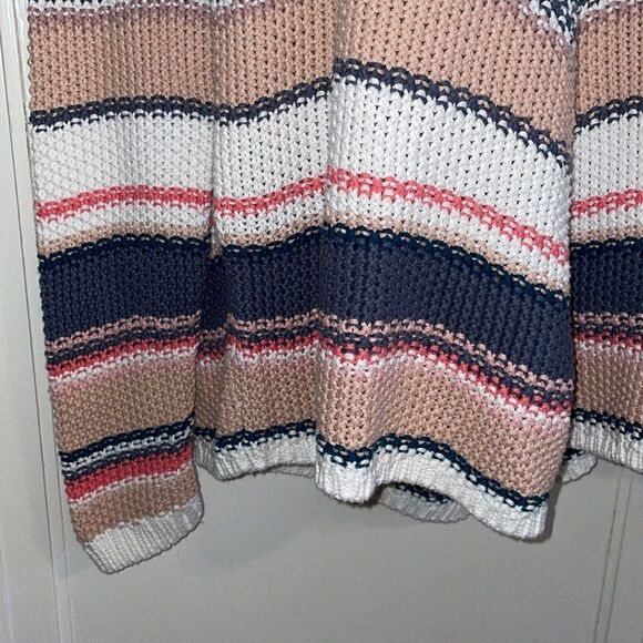 Caslon loose knit tan, pink & blue striped tunic sweater - Picture 5 of 8